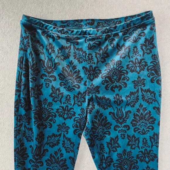 Chicos Womens Sz L Zenergy Leggings Velour Soft Comfy Stretch Lounge Bohemian - Picture 2 of 9